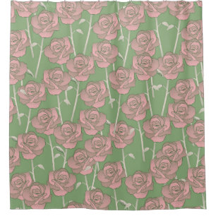 Green Pink Rose Retro Y2K 70s Flower Pattern
