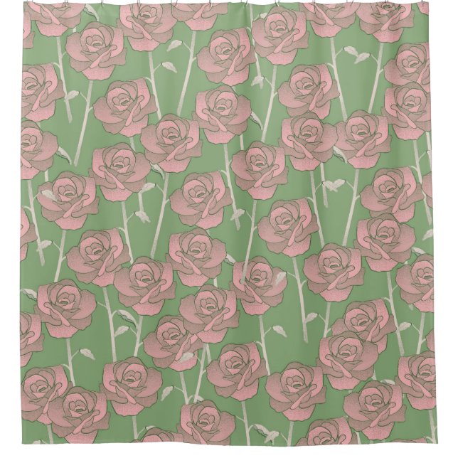Green Pink Rose Retro Y2K 70s Flower Pattern (Front)