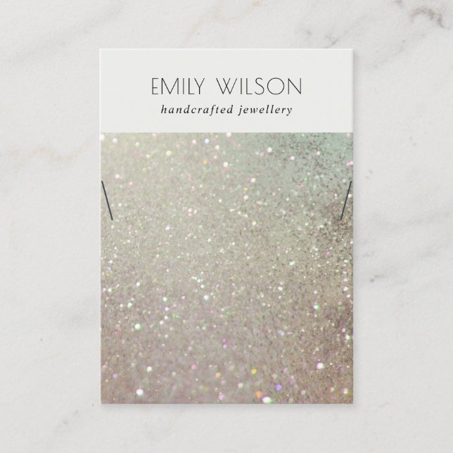 Green Pink Silver Sparkle Glitter Necklace Display Business Card (Front)