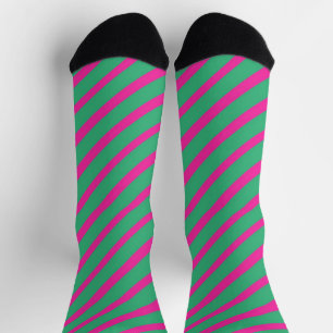 Green & Pink Striped Retro Cool Classic for Her Socks