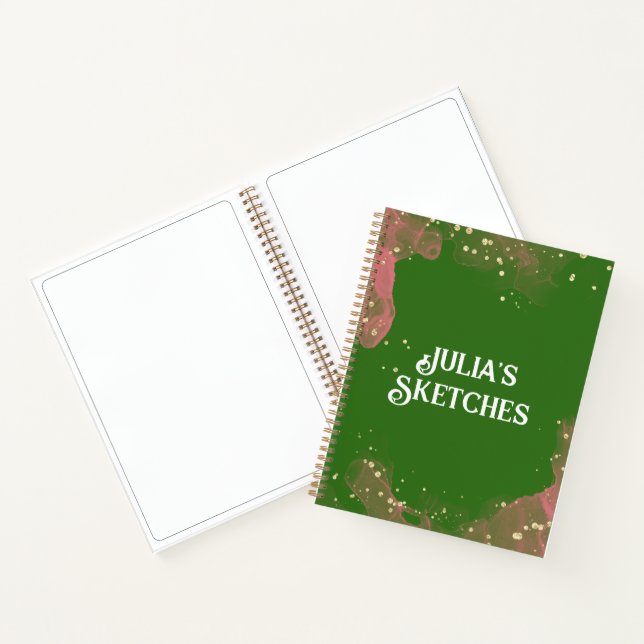 Green Pink Swirl Personalized Book for Sketching (Inside)