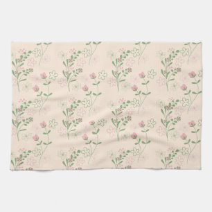 Green Pink Tropical Floral Botanical Spring Summer Kitchen Towel