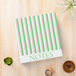 Green & Pink Vertical Stripe Elegant Minimalist Binder