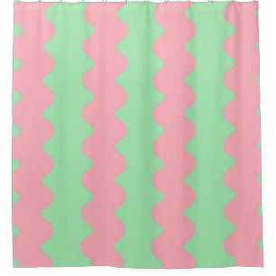 Green Pink Wavy Stripe Minimalist Modern Bathroom