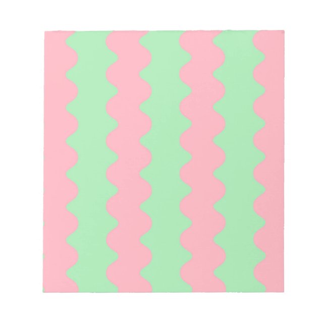 Green Pink Wavy Stripe Minimalist Modern Office  Notepad (Front)