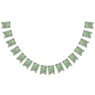 Green & Pink Wedding Pastel Floral Bunting Flags