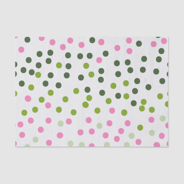 GREEN PINK WHITE POLKA DOTS TISSUE PAPER (Front)