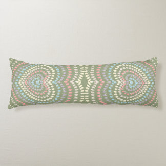 green pink yellow blue Concentric Hearts Rainbow Body Pillow