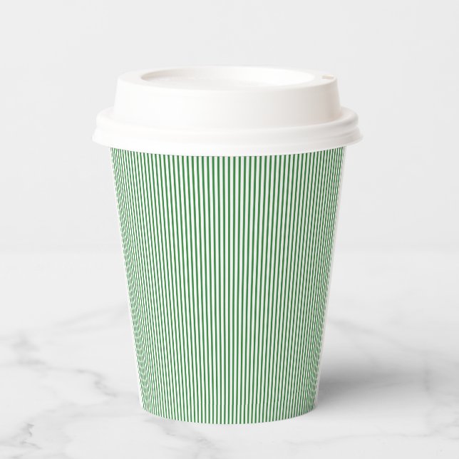 Green Pinstripe Paper Cups (Front)