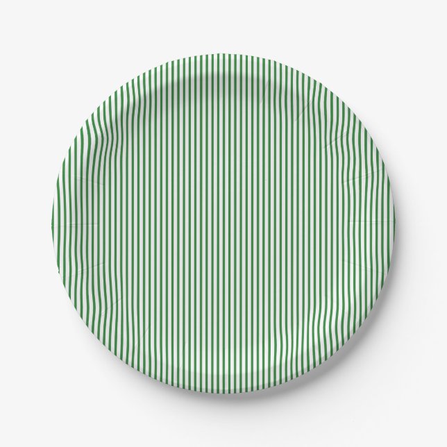 Green Pinstripe Paper Plate (Front)