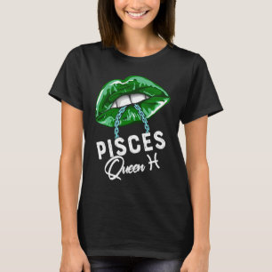 Green Pisces Queen Lips Chain Zodiac St Patricks D T-Shirt