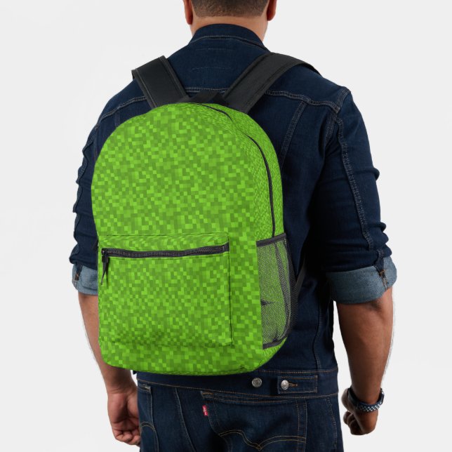 Green Pixel Pattern Retro 8-Bit Gaming Printed Backpack (Insitu (Model))