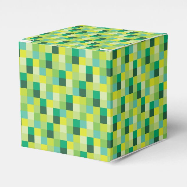 Green Pixels Pattern Favor Box (Front Side)