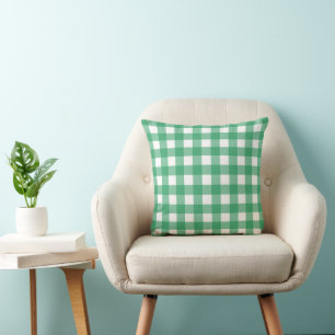 Green Plaid 16x16 Throw Pillow