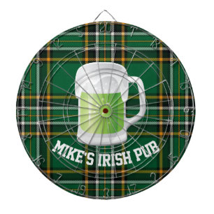Green Plaid and Beer Custom Dart Board