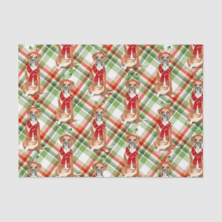 Green Plaid and Christmas Boxer Dog Lover Holiday Tissue Paper