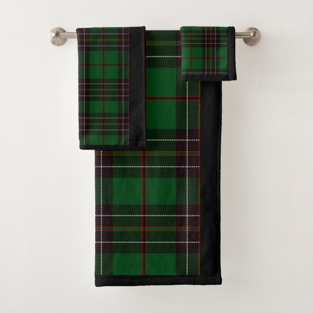 Green Plaid Bathroom Towel Set (Insitu)