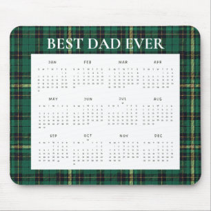 Green Plaid Best Dad Ever 2027 Calendar  Mouse Pad