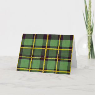Green Plaid Chequered Tartan Folded Note Card