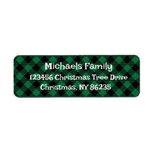 Green Plaid Christmas Address Labels - Personalize
