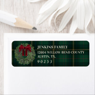 Green Plaid Christmas Return Address