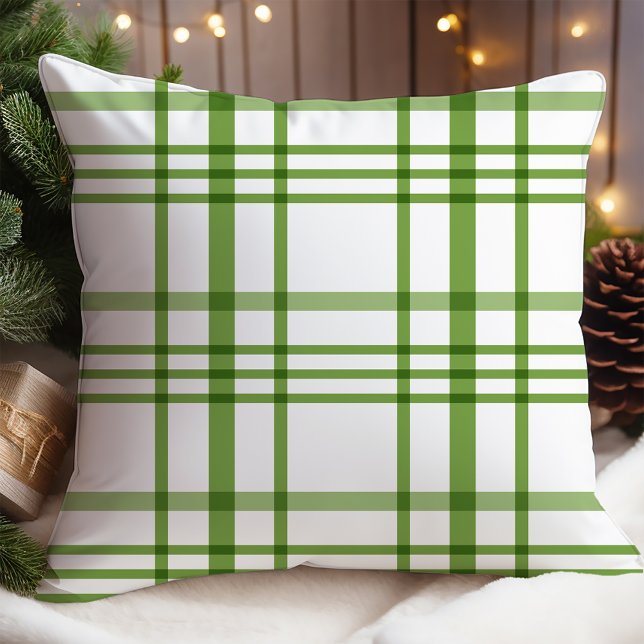 Green Plaid Christmas Throw Pillow (Creator Uploaded)