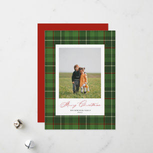 Green Plaid Classic Noël Carte photo de vacances