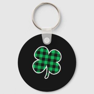 Green Plaid Clover St Patricks Day Women Shamrock  Keychain