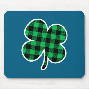 Green Plaid Clover St Patricks Day Women Shamrock  Mouse Pad