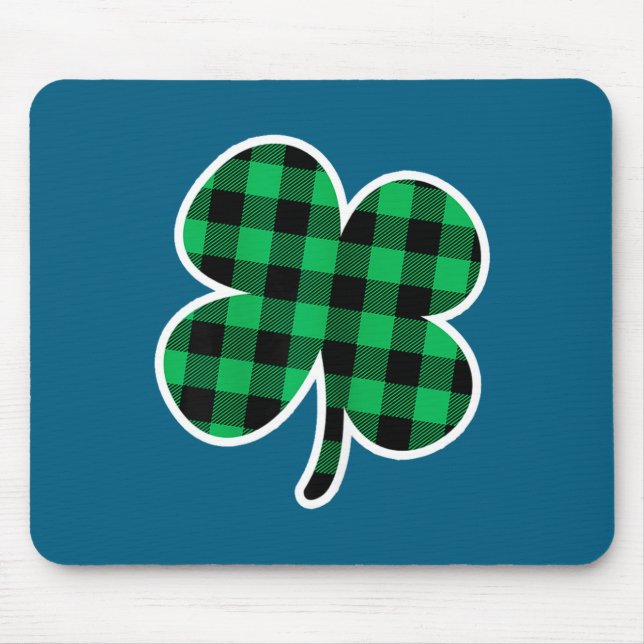 Green Plaid Clover St Patricks Day Women Shamrock  Mouse Pad (Front)