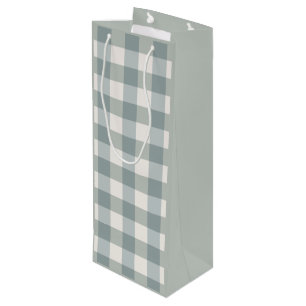 Green Plaid Country Farmhouse Gingham Simple Wine Gift Bag