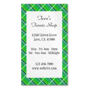 Green Plaid Custom Small Business Magnetic Card