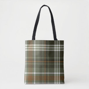 Green Plaid Dark Academia Tote Bag