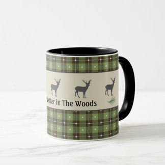 Green Plaid Deer Cabin Mug