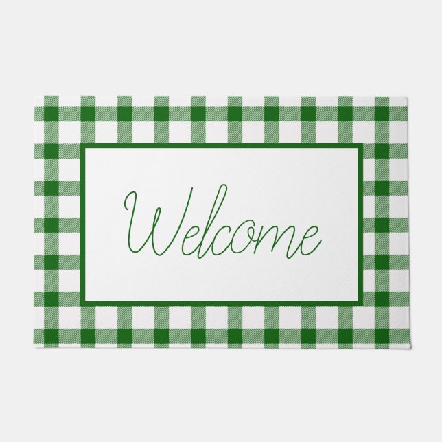 Green plaid  doormat (Front)