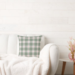 Green Plaid Farmhouse  Throw Pillow