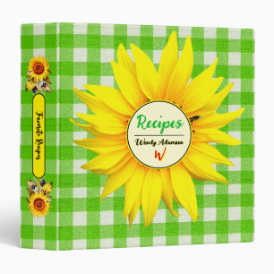 Green Plaid Favourite Recipes Kitchen Sunflower Binder