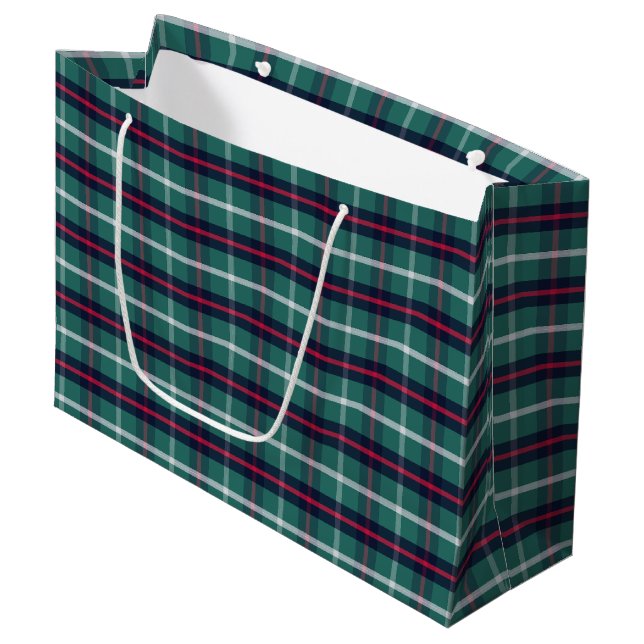 Green Plaid Gift Bag (Front Angled)