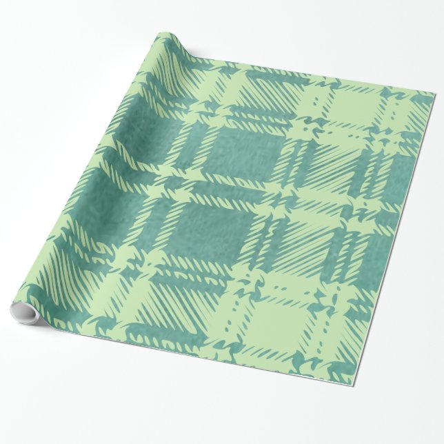 Green Plaid Gift wrapping paper (Unrolled)