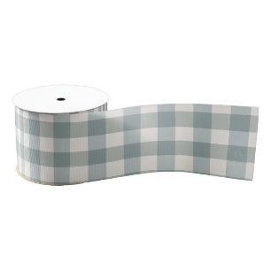 Green Plaid Gingham Country Farmhouse Simple Grosgrain Ribbon