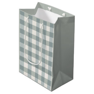 Green Plaid Gingham Country Farmhouse Simple Medium Gift Bag