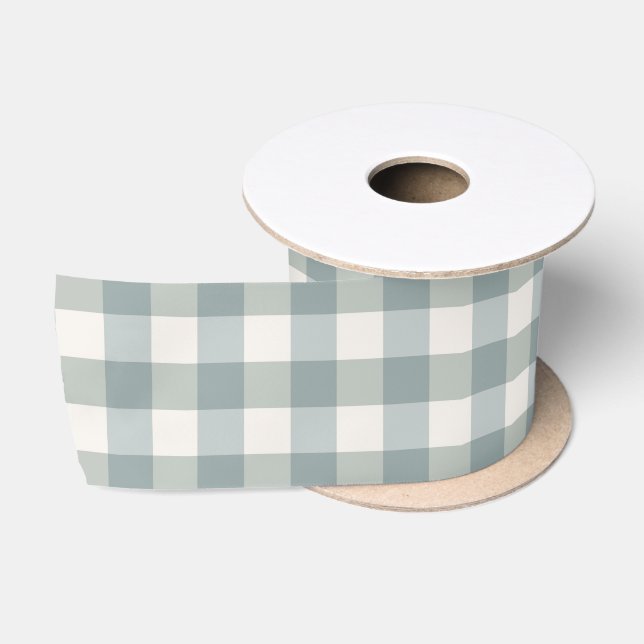Green Plaid Gingham Country Farmhouse Simple Satin Ribbon (Spool)