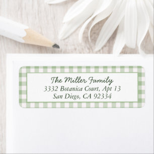 Green Plaid Gingham Preppy Return Address Labels