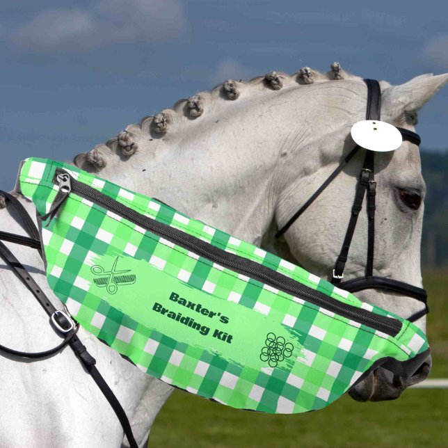 Green Plaid Horse Show Mane Tail Braiding Fanny Pack (Creator Uploaded)