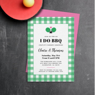 Green Plaid I Do BBQ Ping Pong Invitation