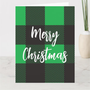Green plaid Merry Christmas Card