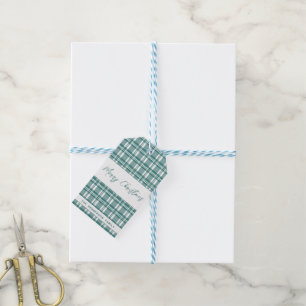 Green Plaid Merry Christmas Gift Tags