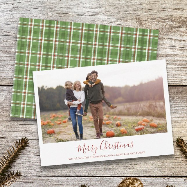 Green Plaid Merry Christmas Photo  Holiday Card (Creator Uploaded)