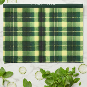 Green Plaid Mesh Geometric Pattern Kitchen Towel