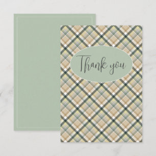 Green Plaid Modern  Thank You Card